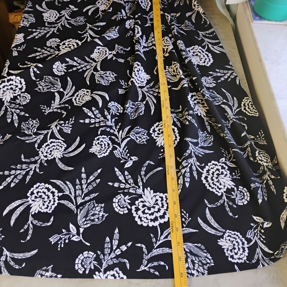 Lands End Maxi Dress Womens 2X Black White Floral Faux Wrap Ruched Pima Cotton - Picture 10 of 11